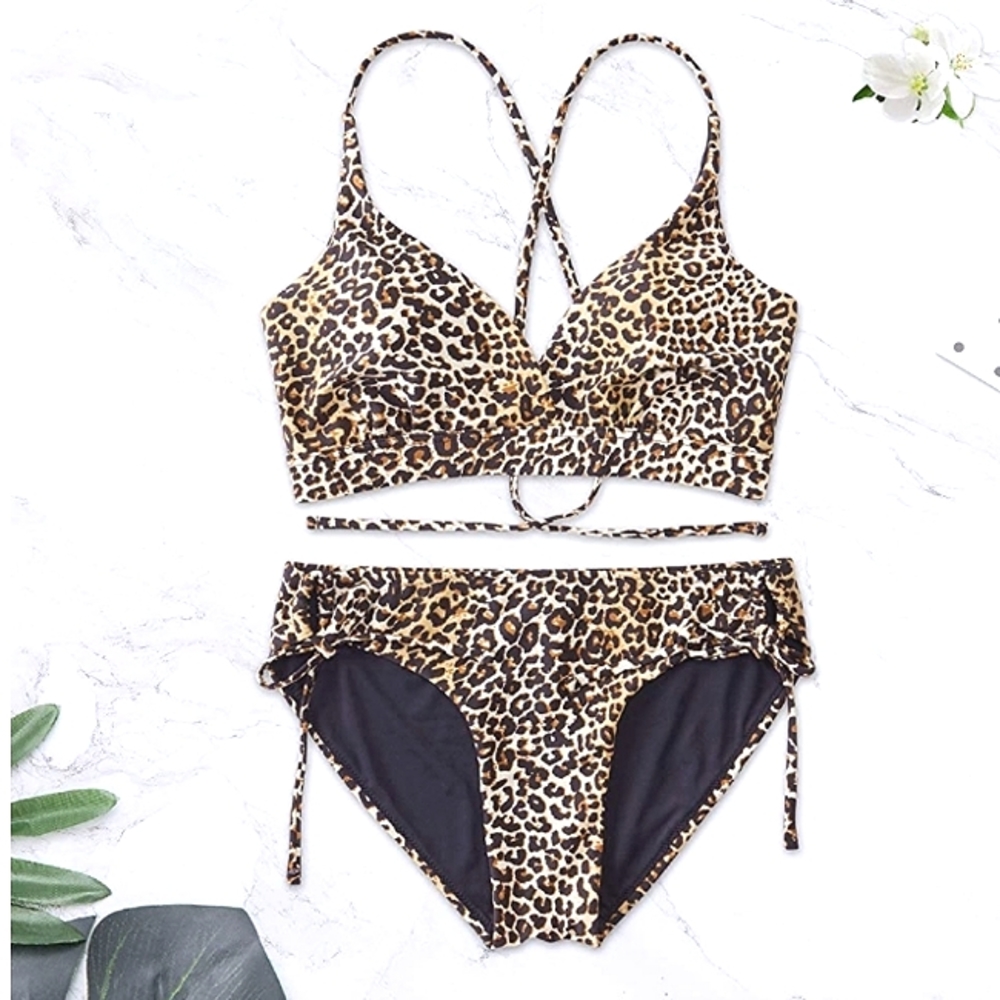 ☆L@@K☆NWT Women's/Juniors Sexy Cheetah Animal Print Bikini Set☆Large